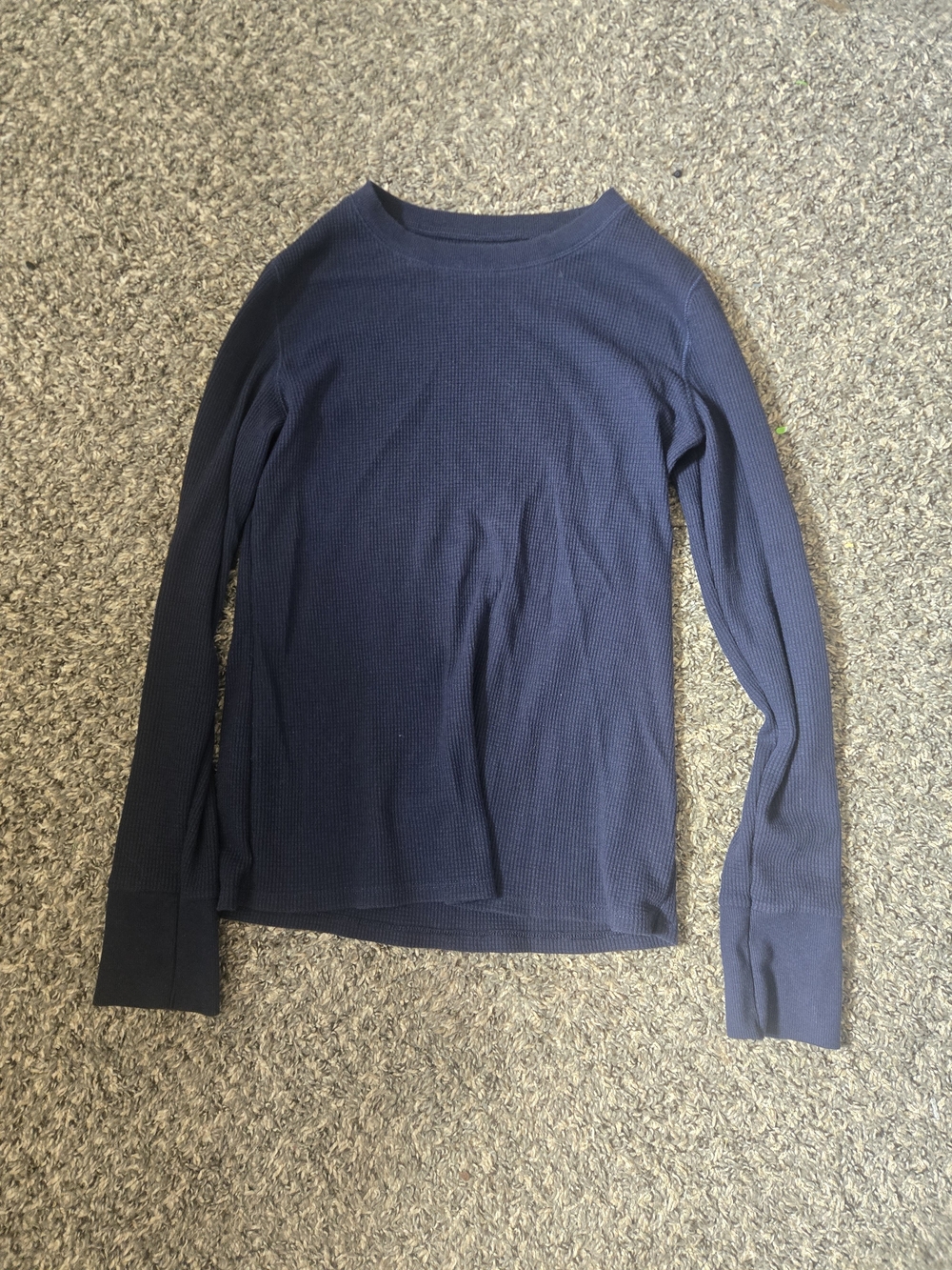 Time and Tru Navy Waffle-Knit Crew Neck Sweater